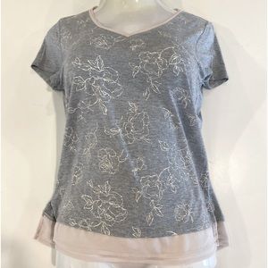 White House Black Market Womens grey Blouse V Neck size small